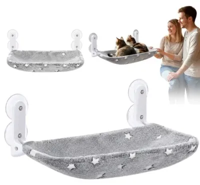 Productafbeelding van Kattenhangmat - Raamligbed - Zelfverlichtend - Opvouwbaar - Bevestiging met zuignappen - Wandmontage - 30 x 52 cm