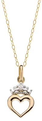 Image de Disney CG00004TL-0.CS Collier avec pendentif fille cœur couronne 375/ or jaune