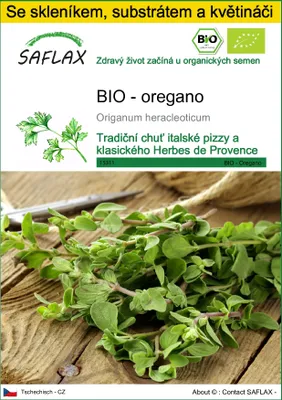 Obrázek produktu pro SAFLAX Kultivační sada - BIO - oregano - Origanum heracleoticum - 1500 Semena - S mini skleníkem, pěstebním substrátem a 2 květináči