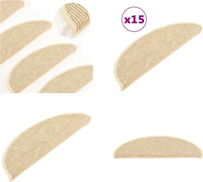 Obrázok produktu pre vidaXL Samolepiace rohože na schody 15 ks 56x17x3 cm Svetlo béžová - Rohožka na schody - Koberec na schody - Koberčeky na schody