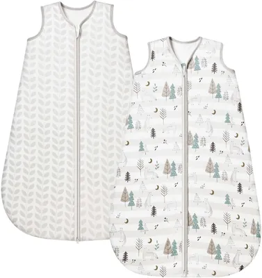 Productafbeelding van Baby slaapzak 1.0 Tog - 2-pack - Superzacht rayon gemaakt van bamboe - Pure biologische slaapzak van bamboevezel voor baby's - Lente - Zomer(Grijs