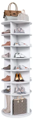 Produktbild von Drehbarer Schuhturm mit 7 Ebenen – 360° drehbarer Schuhständer, platzsparend für bis zu 28 Paar Schuhe, Höhenbasis für Stiefel, 60 × 60 × 184 cm