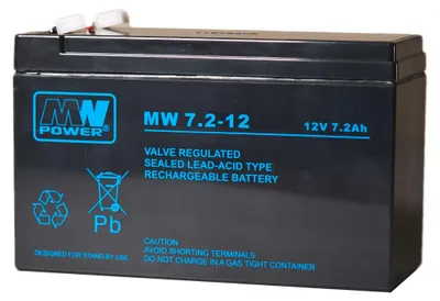 Image de Batterie MW Power AGM, modèle MW 7,2-12, 12 V, 7,2 Ah, connecteur Faston 187, pour onduleurs