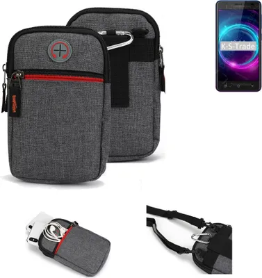 Produktbild von K-S-Trade Holster Gürteltasche kompatibel mit BQ Mobile BQ-5046L Choice LTE Handy Tasche Schutz Hülle grau Zusatzfächer 1x