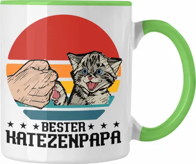 Produktbild von Trendation - Katzenpapa Tasse Geschenk für besten Katzenpapa zum Vatertag Katzenbesitzer (Grün)