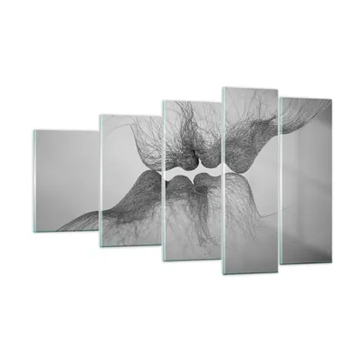 Produktbild von Bilder auf glas - 5 Teile - Kuss Liebe Paar - 100x60cm - Glasbilder - Wandbilder - Bilder - zum Aufhängen bereit - Wanddekoration aus Glas - Glas Bilder - Wandbild auf Glas - GEG100x60-4967