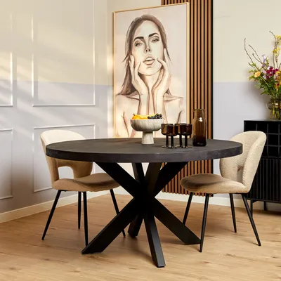 Productafbeelding van StarFurn Eetkamertafel Denver Zwart Ø120cm
