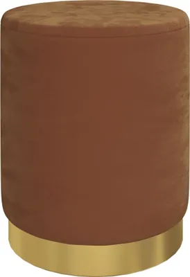 Obrázek produktu pro Kulatá stolička s úložným prostorem hnědá samet 31 x 37 cm
