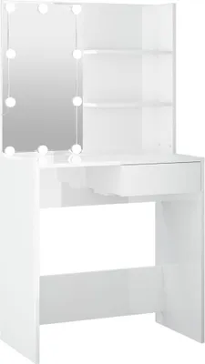 Obrázok produktu pre toaletný stolík vidaXL s LED diódou s vysokým leskom biely 74,5x40x141 cm