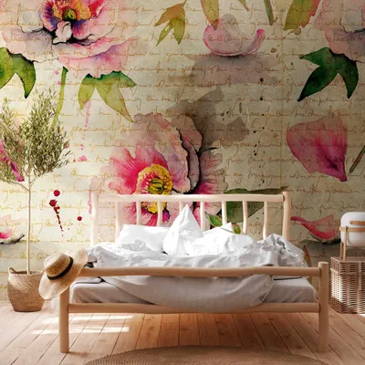 Immagine prodotto di Profhome 382761-GU Carta da parati in tessuto non tessuto fiori opachi beige verde rosa 3,71 m x 2,8 m