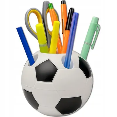 Produktbild von Stiftehalter Fußball, Schreibtisch Organizer für Stifte Buntstifte Marker und Schulsachen, Schwarz Weiß für Kinder Fußballfans