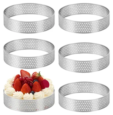 Obrázek produktu pro TRANKIELO® - 6 kusů, průměr 8 cm, formy na muffiny/placičky - Vyrobeno z nerezové oceli 430 - Multifunkční formy na pečivo vhodné pro koláče a muffiny