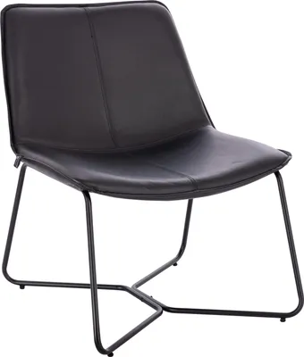 Produktbild von SVITA RON Loungesessel Cocktailsessel Clubsessel ohne Armlehnen Metall-Gestell Leder-Optik Schwarz