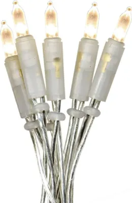A close-up view of a string of white LED mini lights.