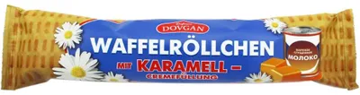 Produktbild von DOVGAN Waffelröllchen mit Karamellcremefüllung 45g