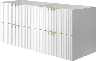 Produktbild von Waschtischunterschrank, Mattweiß, 120 (2 x 60) x 57 x 46 cm, silberner Griff, ohne Arbeitsplatte