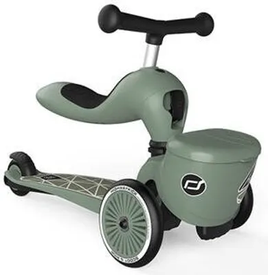 Image de Scoot & Ride Highwaykick 1 LIFESTYLE 2IN1 RIDER UND HOLIDAY MIT VERSCHLOSSENER AUFBEWAHRUNGSTASCHE 1-5 JAHRE GREEN LINES