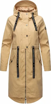 Produktbild von Navahoo Damen Mantel Übergangs Jacke Lang Parka Freizeit Casual Kapuze Josinaa Beige Gr. 36 - S