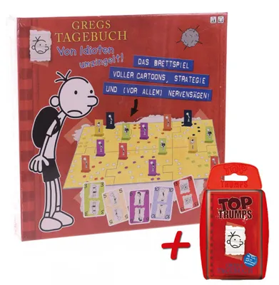 Produktbild von Brettspiel - Gregs Tagebuch - Von Idioten umzingelt! + Top Trumps Spiel Gesellschaftsspiel Kinder