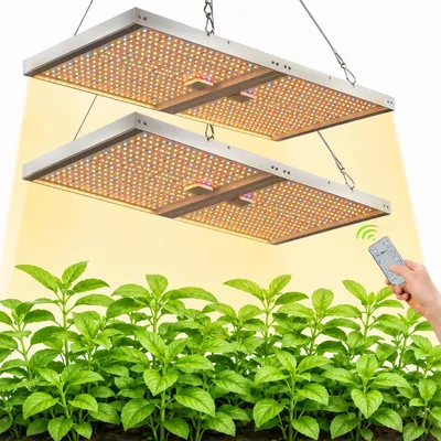 Image de Lampe de culture 2 x 120 W, 728 LED, spectre complet, pour plantes d'intérieur, 3 modes d'éclairage, lampe de culture pliable, télécommande et minuterie