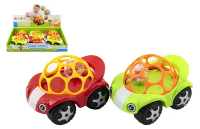 Image de Voiture pour les tout-petits avec balle (8 x 11 cm), 2 couleurs, lot de 6 dans une boîte