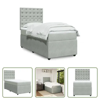 Immagine prodotto di The Living Store Letto a molle con materasso grigio chiaro 80x200 cm in velluto