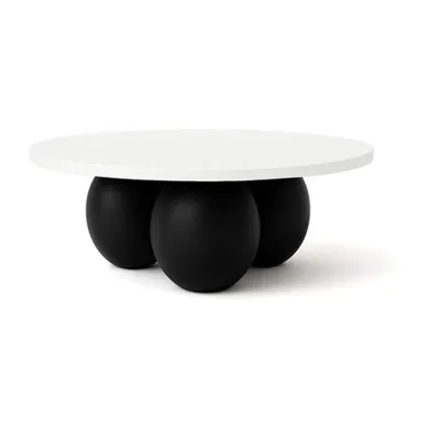 Produktbild von DEKORI_INTERIORS, BELLY runder Couchtisch 75 cm im modernen Stil (Eiche Weiß/Schwarz)