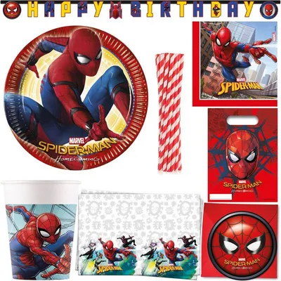 Produktbild von Spiderman Partyset Kindergeburtstag Party Deko Set Geburtstag