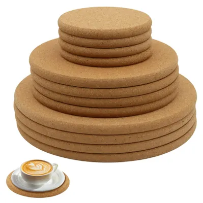 Imagen del producto de Juego de 12 posavasos redondos de corcho, resistentes al calor