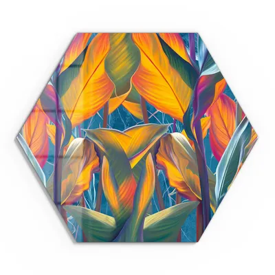 Produktbild von DEQORI Glasbild Echtglas 55x48 cm 'Exotisches Blättermeer' Wandbild Bild modern Deko