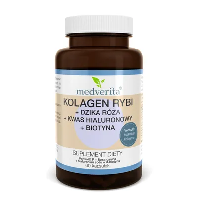 Zdjęcie produktu dla Medverita Kolagen Rybi Verisol® F + Dzika Róża + Kwas Hialuronowy + Biotyna - 60 kapsułek