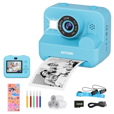 Zdjęcie produktu dla Aparat fotograficzny natychmiastowy dla dzieci z funkcją selfie, kamera dla dzieci 1080P HD, natychmiastowy wydruk zdjęć