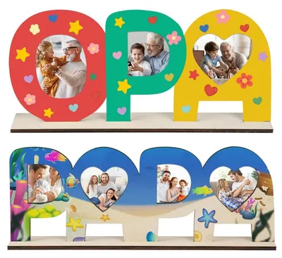 Productafbeelding van Houten letterdecoratie set voor fotolijst, voor papa en opa, cadeau voor Vaderdag