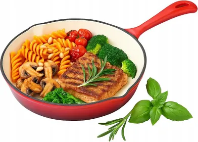Zdjęcie produktu dla Krisberg Żeliwna emaliowana patelnia – 30 cm – Indukcja | Piekarnik | Grill | Ognisko