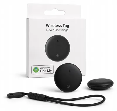Zdjęcie produktu dla Lokalizator Bluetooth Wireless Tag czarny 33mm brelok tracker Find My
