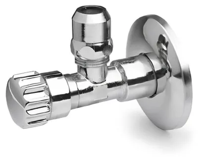 Produktbild von Eckventil 1/2 Zoll x 10 mm verchromt mit Schubrosette und Längenausgleich