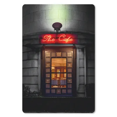 Produktbild von MuchoWow® Mauspad Mousepad Tür - Cafe - Rot - Architektur - Neonlicht 18x27 cm - Mousepads - Maus Mat - Pad - Mausunterlage