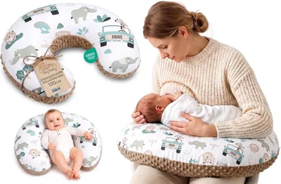 Produktbild von Stillkissen Baby 130 cm C-förmiges Stillkissen – abnehmbarer Minky-Bezug, ergonomisch waschbar, für Neugeborene, weich, atmungsaktiv – -zertif