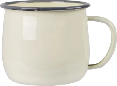 Produktbild von Argon Ta Farbiger Emaille-Bauchbecher – 375 ml – Creme/Grau