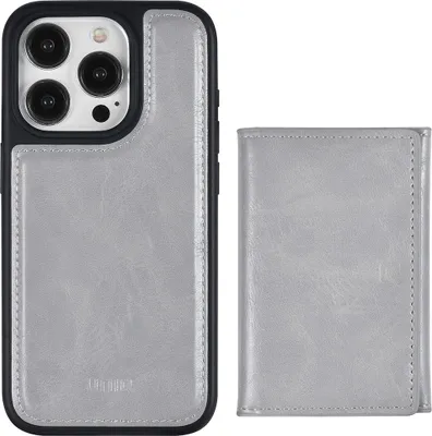 Produktbild von UNIQAccessory iPhone 15 Pro Back cover case - Whiteh removable card holder - Grey