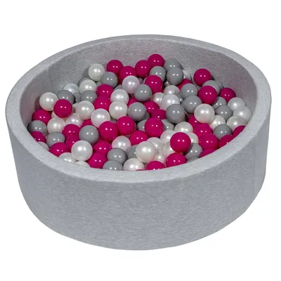 Image de Piscine à balles aire de jeux + 200 balles nacrées, roses, grises