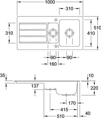 Produktbild von Villeroy & Boch Keramikspüle 336501KG, Architectura 60 XR Einbauspüle - inkl.