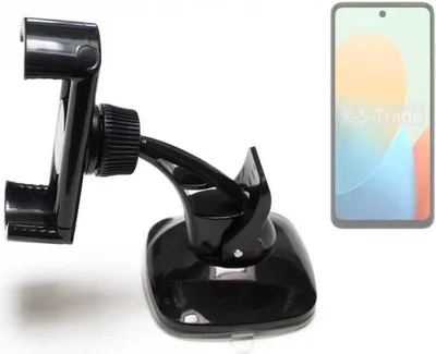 Produktbild von K-S-Trade kompakte Handy-Halterung Windschutzscheibe kompatibel mit Tecno Pop 8 Armaturenbrett schwarz Autohalterung KFZ Halter Scheiben-Halterung