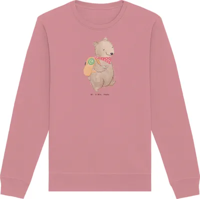 Produktbild von Mr. & Mrs. Panda Baumwoll Pullover Bär Wandern Größe S - Canyon Pink - Geschenk, Outdoor Sport, Sweatshirt, Sweater, Bergsteigen, Spazieren, Freizeitsport, Pulli