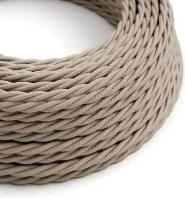 Immagine prodotto di Creative-Cables Cavo elettrico rivestito in tessuto, Sezione 3x0,75 mm², Grigio Tortora TC43, 1 m, Trecciato in cotone