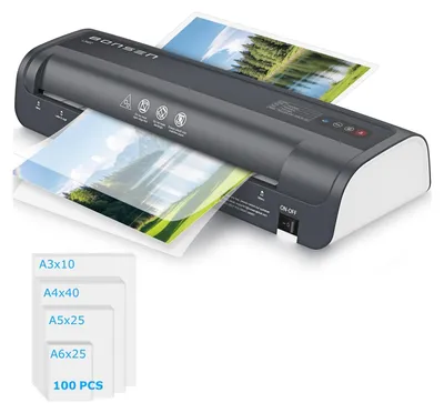Productafbeelding van Laminatormachine A3 - Warm en koud lamineren - 330 mm/min - 50 lamineerhoezen - Met papiersnijder en hoekafronder