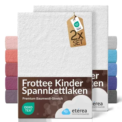 Produktbild von etérea Frottee Spannbettlaken 80% Baumwolle  20% Polyester 2x 60x120 - 70x140 cm