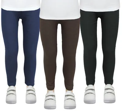 Produktbild von TupTam Mädchen Leggings Herbst Leggins Winterleggings Thermoleggins 3er Pack, Farbe: Schwarz / Braun / Dunkelblau, Größe: 134