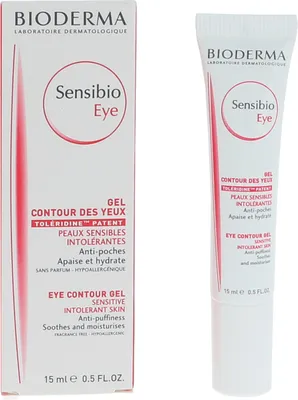 Produktbild von Bioderma Sensibio Eye, Augencreme, Empflindliche Haut, Anti-Müdigkeit, Anti-Schwellungen, Anti-Falten, Feuchtigkeitsspendend, Beruhigend, Tube, Paraben, AQUA/WATER/EAU, GLYCERIN, DIMETHICONE, POLYETHYLENE, TRIDECYL TRIMELLITATE, CAPRYLIC/CAPRIC...
