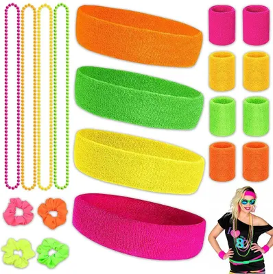 Zdjęcie produktu dla Zestaw 80 neonowych gumek do włosów na sport i imprezy